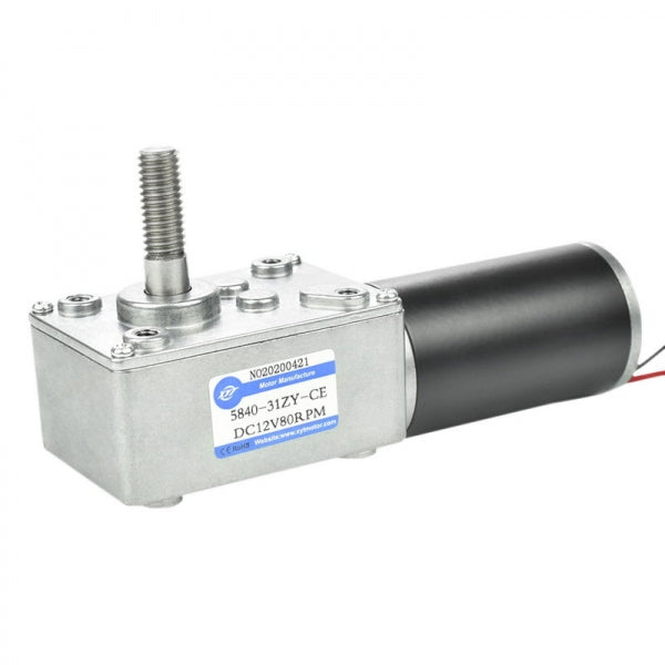 DC Worm Gear Motor 12V/24V, High Torque M8 25mm Shaft | Metal Gearbox for Robotics & Automation