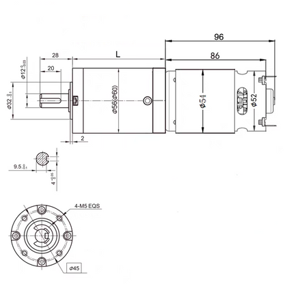 60D Brushed Planetary Gear Motor – 24V 3300RPM High Speed