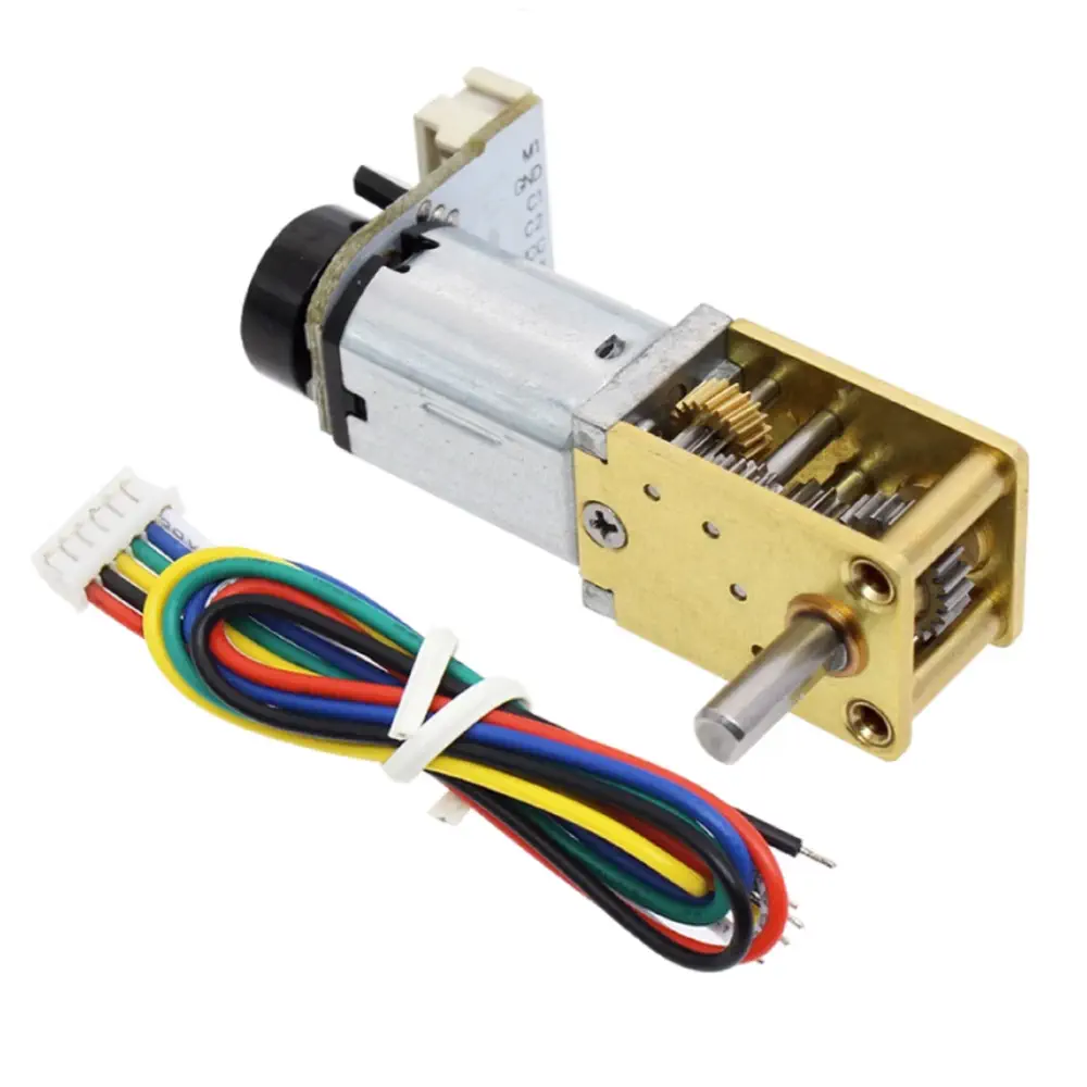 6V Micro DC Worm Gear Motor with Encoder – 37RPM High Torque