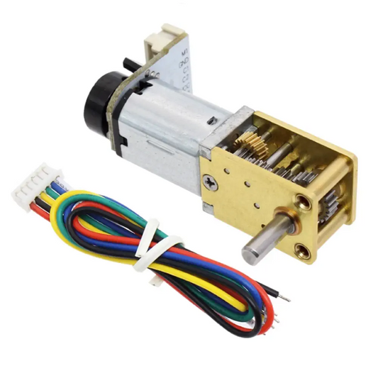 6V Micro DC Worm Gear Motor with Encoder – 37RPM High Torque