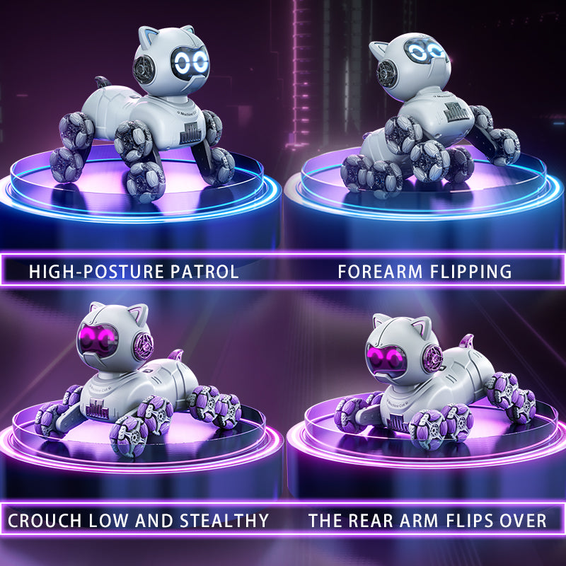 Smart Eight-Wheeled Robotic Cat – Interactive Mechanical Pet Toy with Remote Control