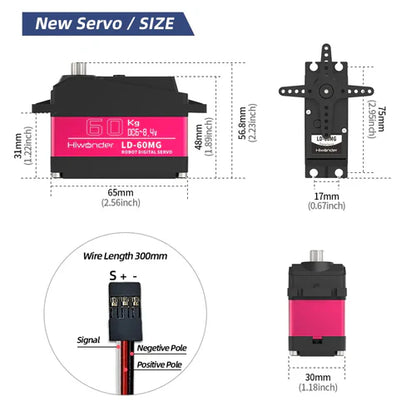 Hiwonder LD-60MG Digital Servo – 60KG High Torque, Waterproof, Single Shaft for RC Cars & Robotics