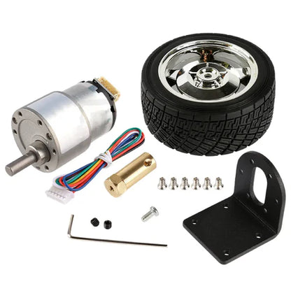 12V 37D Metal Gearmotor with 11PPR Encoder & 80D Wheel Kits – 960RPM High Precision DC Motor for Robotics and Automation