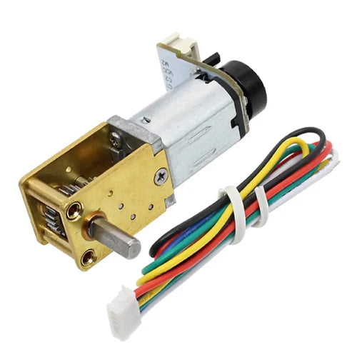 Micro DC Worm Gear Motor with Encoder - 6V 19RPM High Torque Mini Metal Gear Motor for Robotics