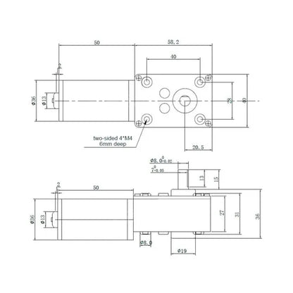 5840 3650 24V 80RPM High Torque Worm Gear Motor – DC Self-Locking Worm Geared Motor with Metal Gears