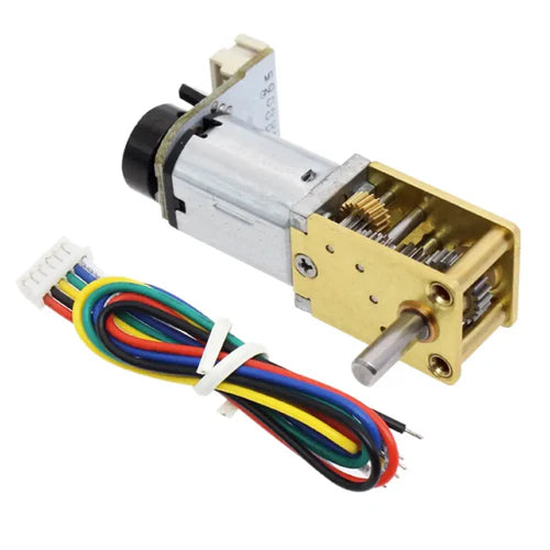 Micro DC Worm Gear Motor with Encoder - 6V 19RPM High Torque Mini Metal Gear Motor for Robotics