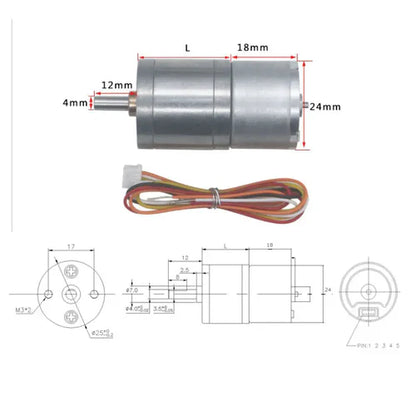 12V 100RPM 25D 2418 Brushless DC Gear Motor – High Efficiency, Long Life, Adjustable Speed