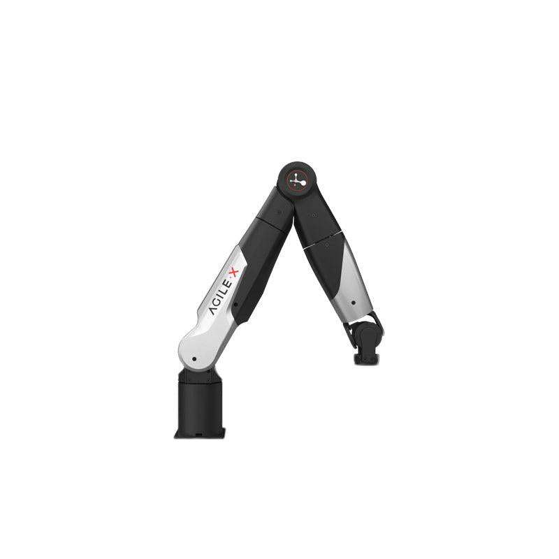 AgileX NERO robotic arm side profile showing AgileX logo on forearm and compact base mount