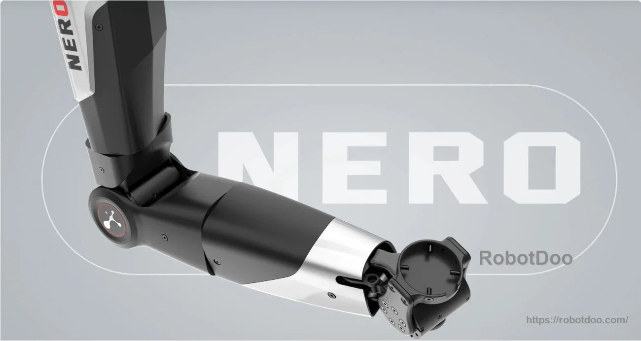 AgileX NERO 7-DOF robot arm close-up of wrist joint and tool flange
