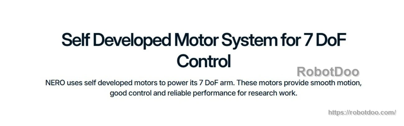 Text slide: Self-developed motor system for 7 DoF control for smooth motion and reliable research performance
