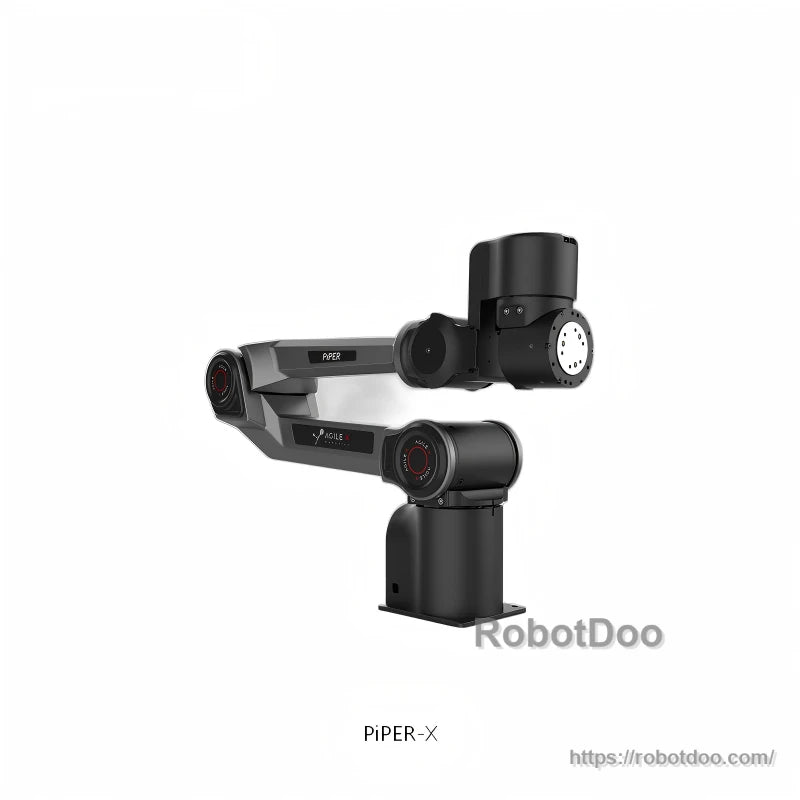 AgileX PiPER X robot arm close view of wrist joint and mounting base, folded position