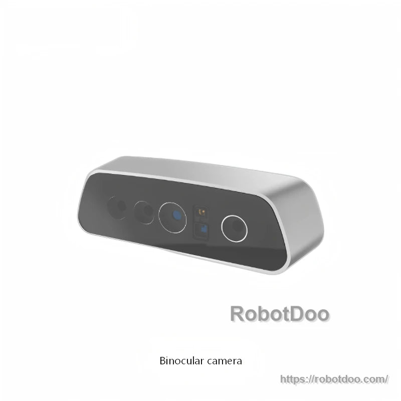 Binocular camera module for robot vision, front lens array in silver housing