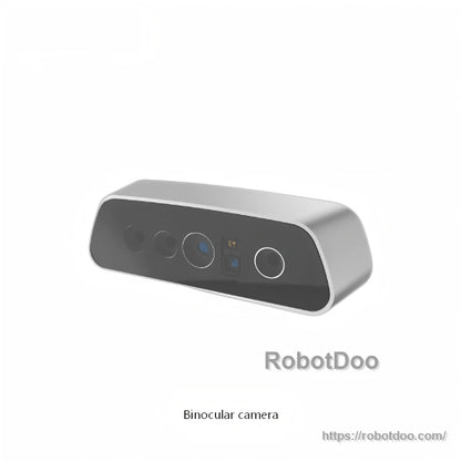 Binocular camera module for robot vision, front lens array in silver housing