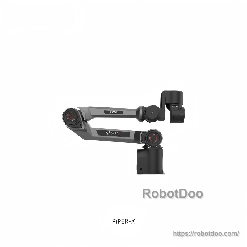 AgileX PiPER X robot arm side profile with extended links, rear wrist section visible