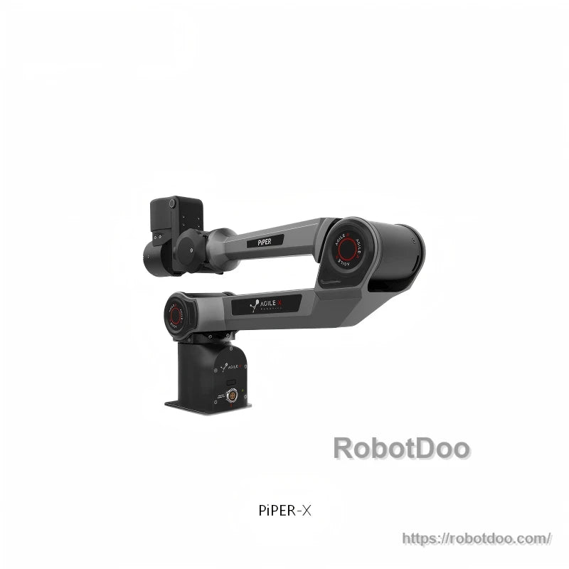 AgileX PiPER X robot arm front three-quarter view showing base and joint housings