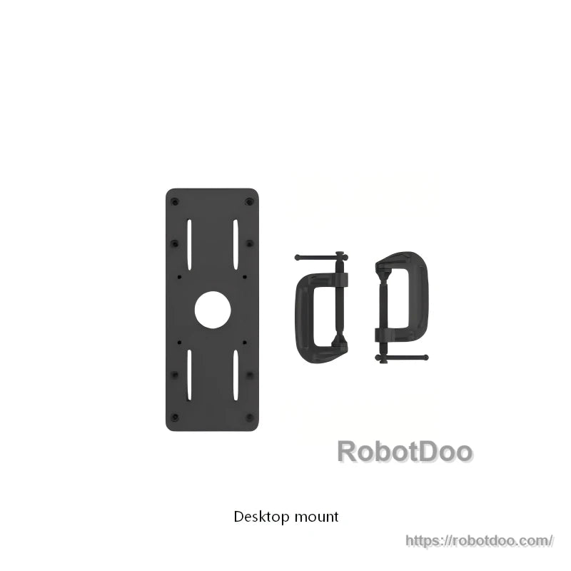 Desktop mount kit with base plate and clamp brackets for PiPER robot arm installation