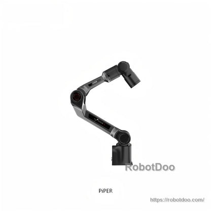 AgileX PiPER robot arm side view in raised elbow pose, end effector mount shown