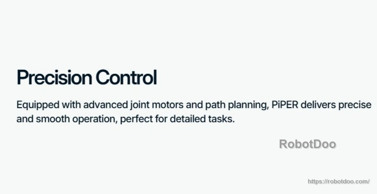 Text slide: Precision control with advanced joint motors and path planning for smooth, detailed tasks