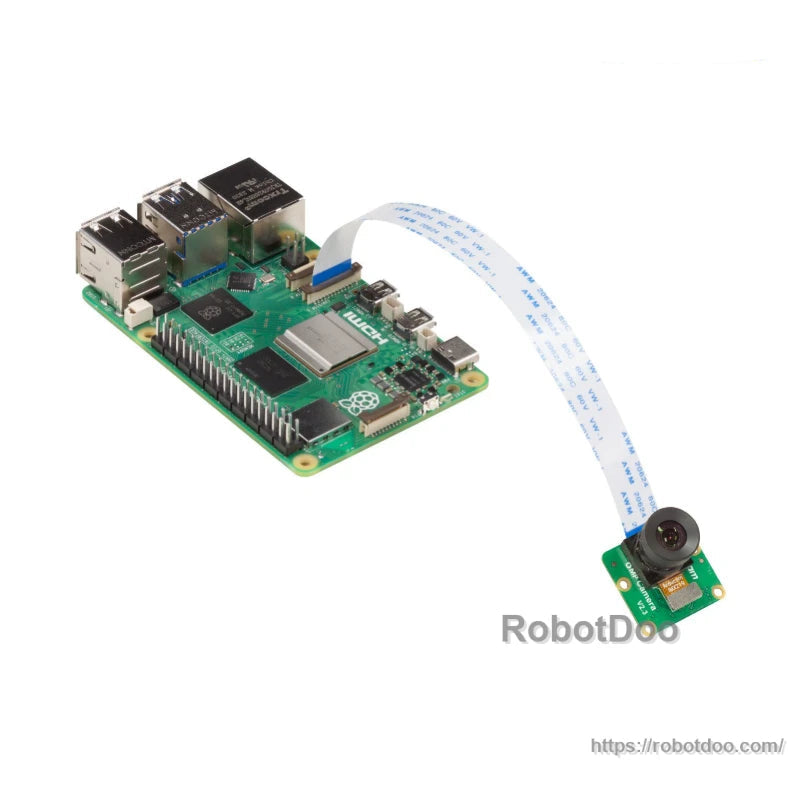 Arducam Raspberry Pi camera module connected to a Raspberry Pi single-board computer