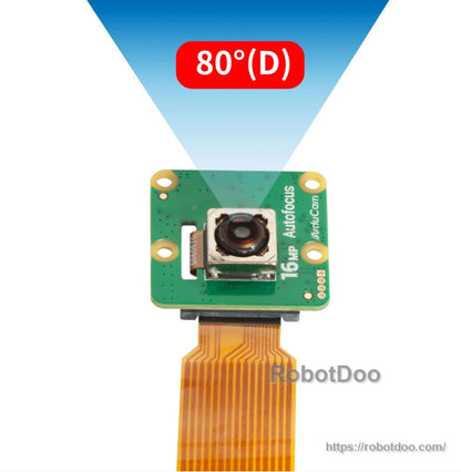 Arducam IMX519 camera module with 80-degree diagonal field of view graphic