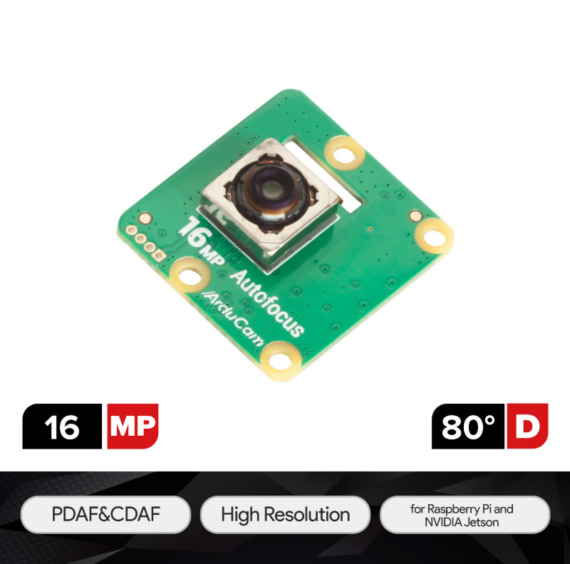 Arducam Mini IMX519 16MP autofocus camera module with PDAF and CDAF