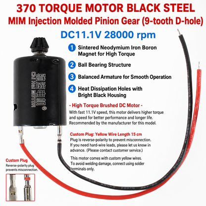 K370WD 370 Brushed DC Motor 11.1V High Torque High Speed Dual Ball Bearing Motor with NdFeB Magnet