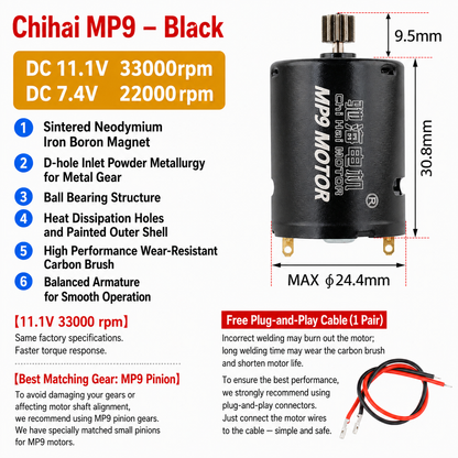 K370WD 370 Brushed DC Motor 11.1V High Torque High Speed Dual Ball Bearing Motor with NdFeB Magnet