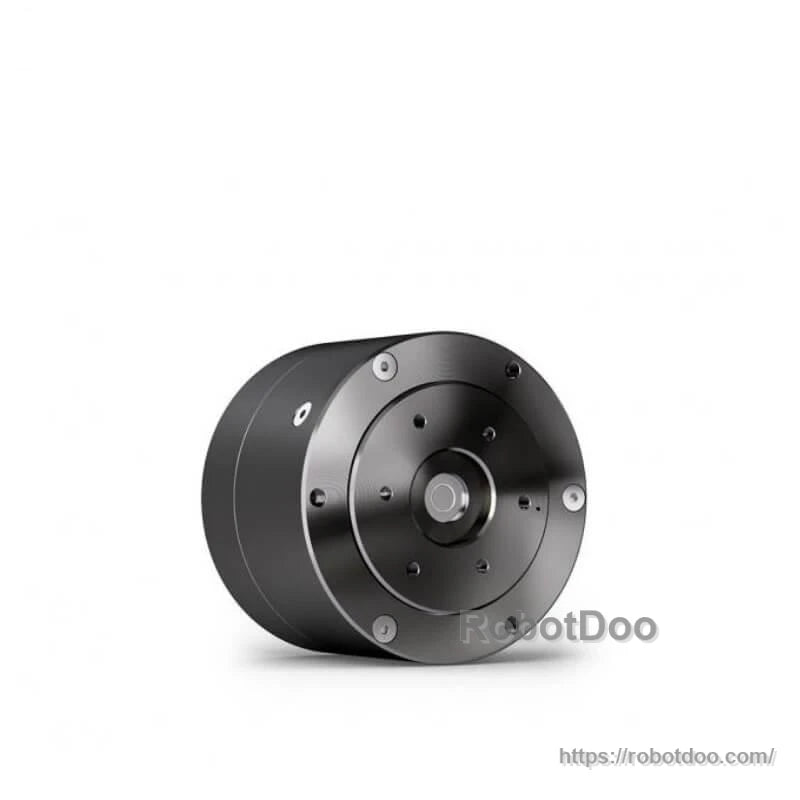 Side-angled view of AK40-10 motor with front mounting holes and center output shaft