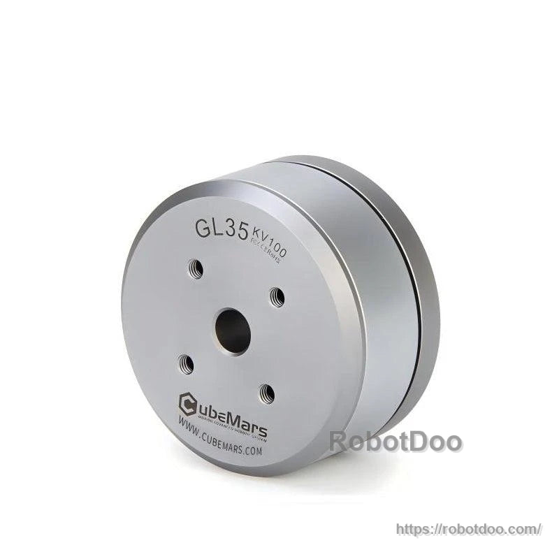 CubeMars GL35 Motor angled view showing outer housing profile and front plate with center bore