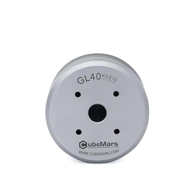 CubeMars GL40 Hollow Shaft Motor front face, GL40 KV210 marking and center hollow bore