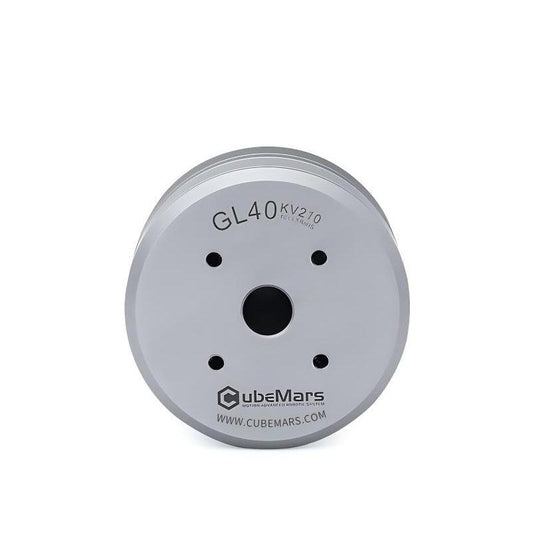 CubeMars GL40 Hollow Shaft Motor front face, GL40 KV210 marking and center hollow bore