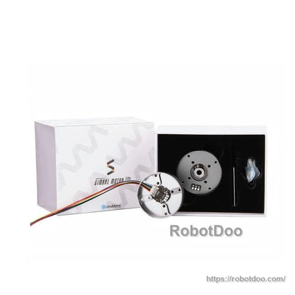 CubeMars GL40 Hollow Shaft Motor packaging with product box, motor, and included cable/accessory