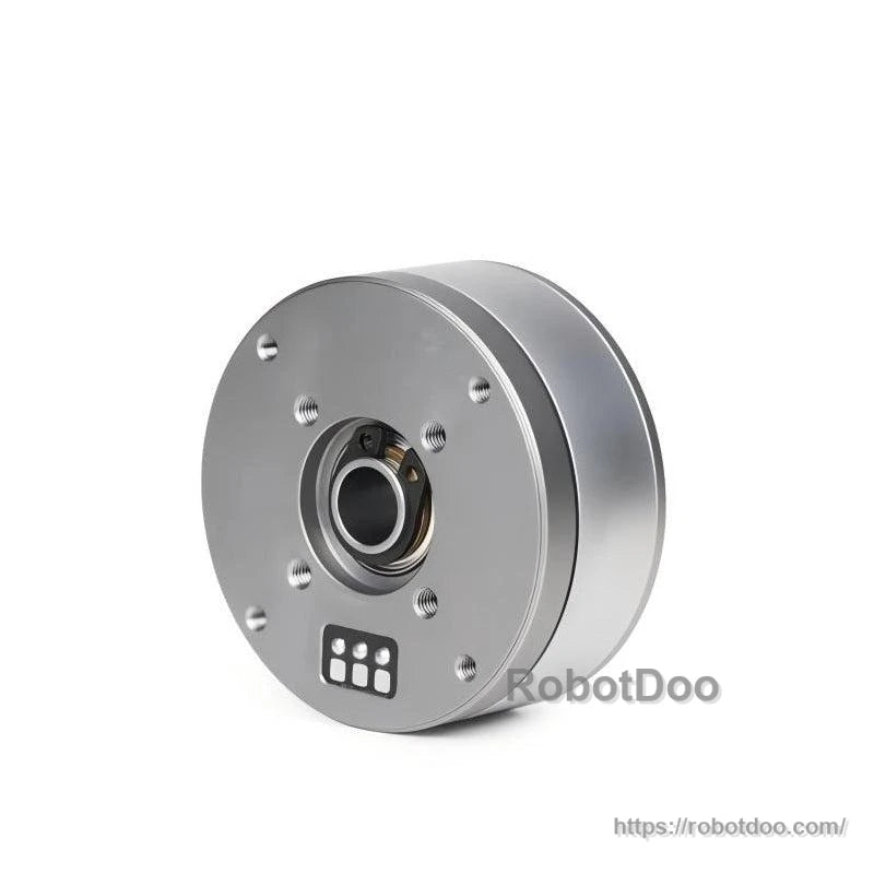 Rear view of GL40 hollow shaft motor showing connector pad block and inner bearing opening