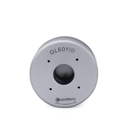 CubeMars GL60 hollow shaft motor front face, GL60 KV25 marking and center bore