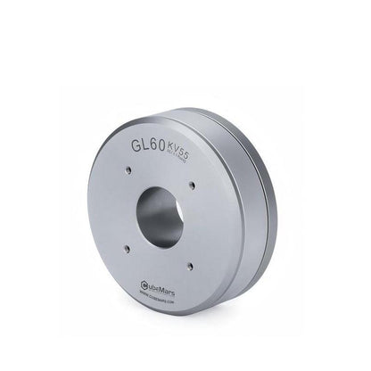 Angled view of GL60 KV55 hollow shaft motor showing round housing and mounting holes