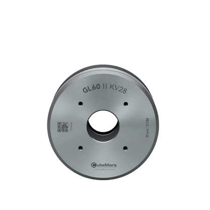 CubeMars GL60 II gimbal motor front face with hollow shaft and GL60 II KV28 marking