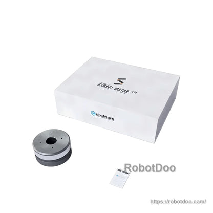 CubeMars motor packaging: white box with gimbal motor unit and instruction card