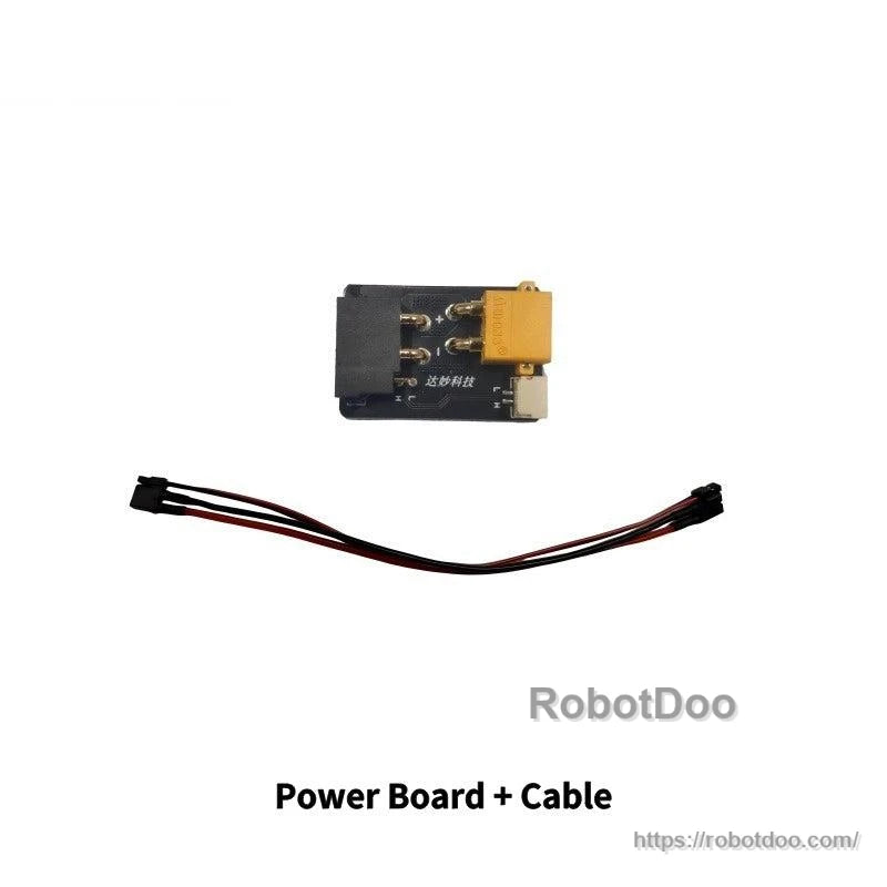 Power board with cable accessory for motor, small PCB and two-wire lead shown