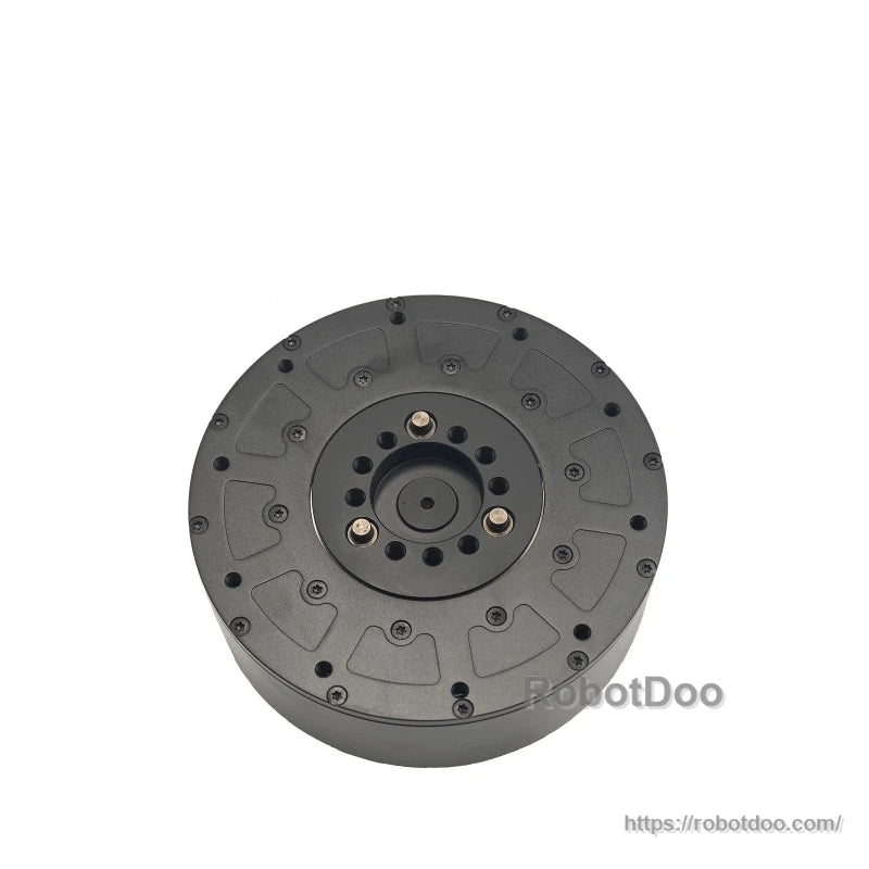 Round motor front face close-up showing central hub and fastener layout