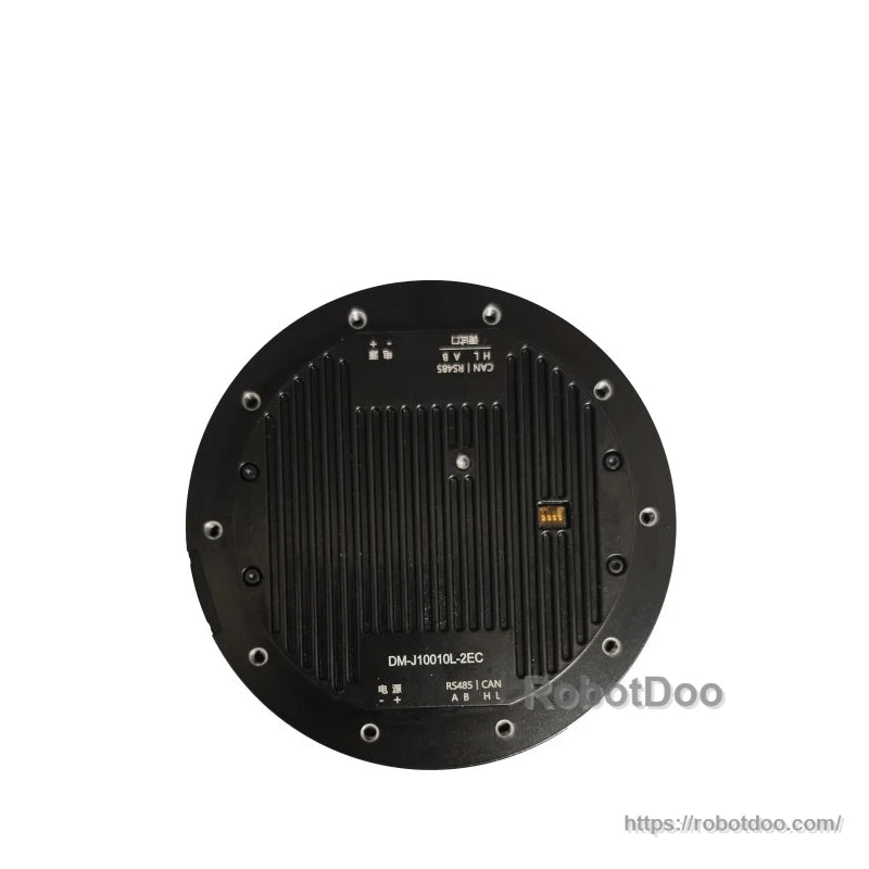 Rear cover with cooling fins and labeled CAN interface on DAMIAO DM-J10010L-2EC motor