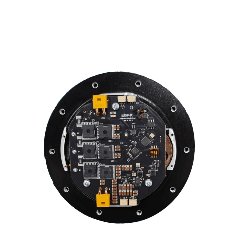 Motor internal controller PCB view with two yellow connectors and electronic components