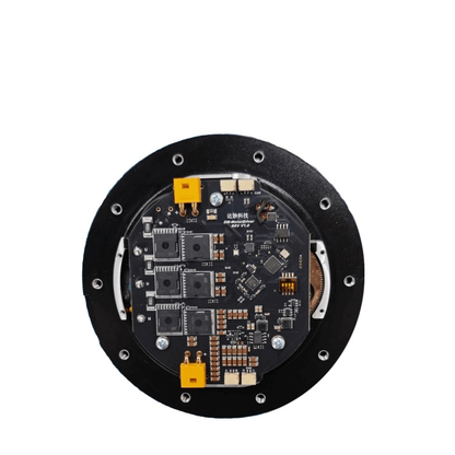 Motor internal controller PCB view with two yellow connectors and electronic components