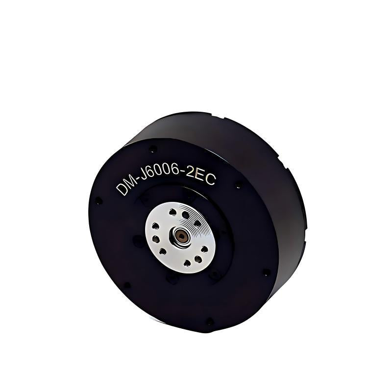 DAMIAO DM-J6006-2EC motor angled front view with mounting face and shaft hub
