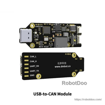 USB-to-CAN module board (USBCAN, Rev V3.0) with CAN and UART pin labels