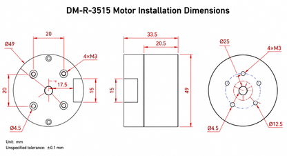 DM-Z-4315 Hollow Shaft Brushless Servo Motor with Integrated Driver RS485 for Gimbal & LiDAR