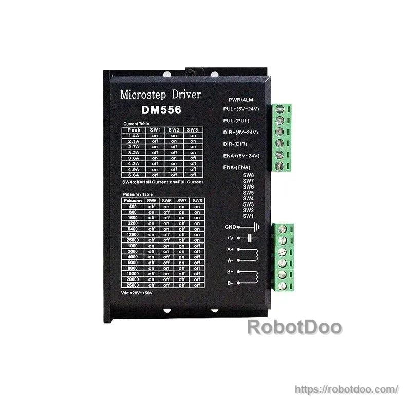 DM556 2-Phase Stepper Motor Driver, 20-50V DC, 1.0-5.6A for 42/57 Automation Motors