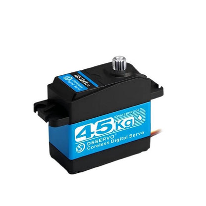 DSSERVO DS3245SG waterproof coreless digital servo, side view with 45kg label and metal output spline