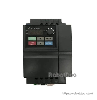 Delta VFD-EL AC drive front control panel with display, speed dial, mode, enter, and stop/reset keys