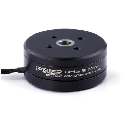 GBM2804H-100T 100-Turn Brushless Gimbal Motor, black round motor with cable and center shaft