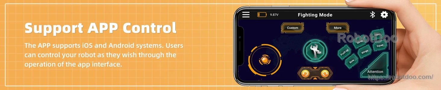 Wonderbot mobile app control screen for operating the H5S robot
